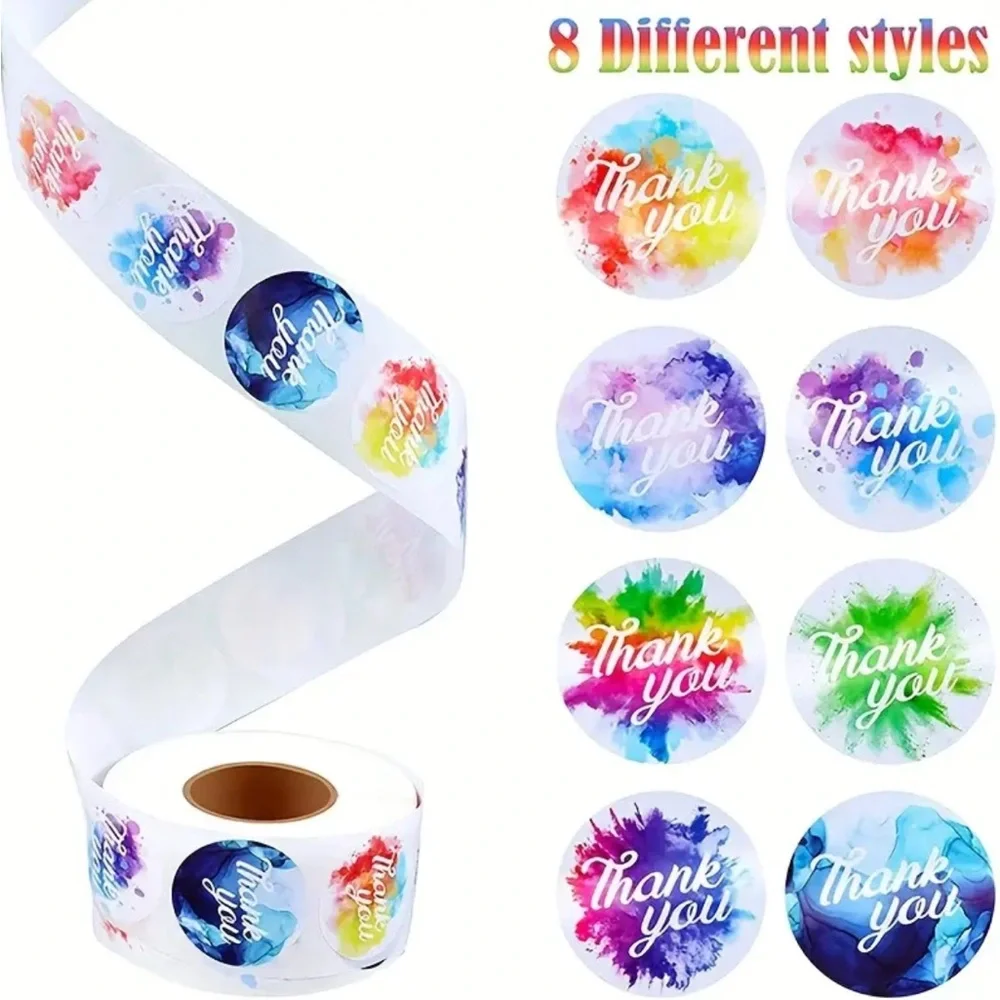 500pc Colorful Thank You Stickers Roll